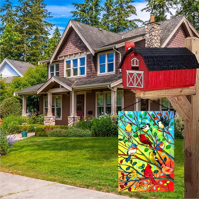 Tree Birds Garden Flags 12x18 Inch Double Sided Yard Flags for Outside Decoration