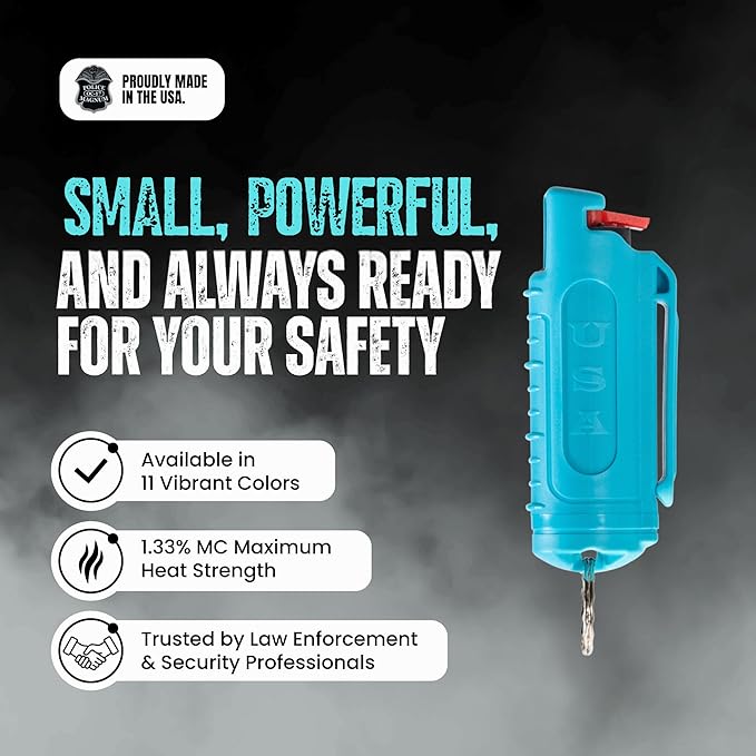 Police Magnum Keychain Pepper Spray Self Defense Belt Clip Holder - 2 Pack Tactical Maximum Strength OC with Dye - Small Safety Key Chains for Women & Men - Made in The USA