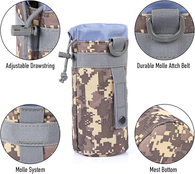 Gogoku 3 Pack Molle Pouch Combo Water Bottle Pouch Holder Tactical Molle Pouches Compact Utility Waist Bag Pack