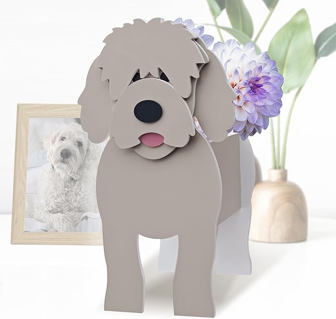 Golden Dou Dog Planter, Pet Shape Garden Pots Plant Pots for Indoor/Outdoor Gardens Decoration, Cute, Surprise Gifts/Souvenirs for Pet Lovers (Large)