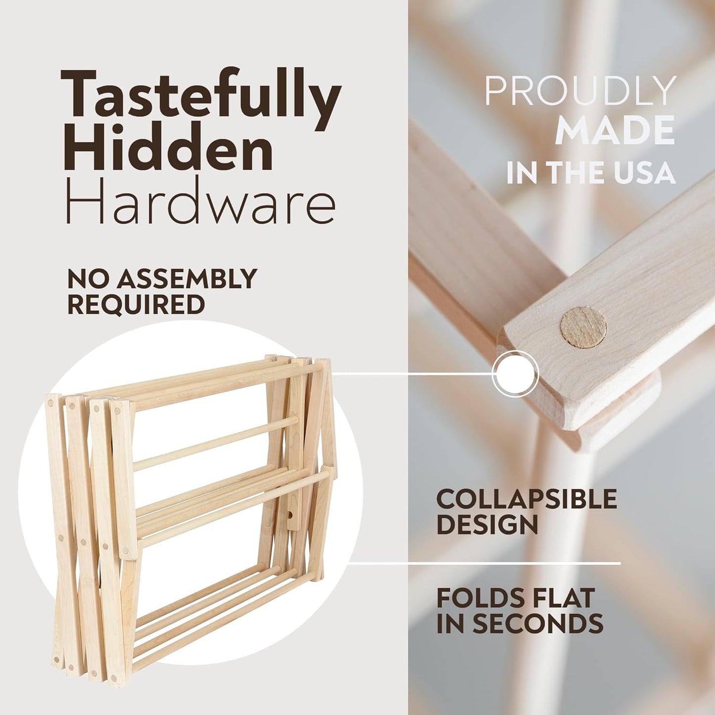 Pennsylvania Woodworks Clothes Drying Rack: Solid Maple Hard Wood Laundry Rack for Blankets, Towels, Bedding & More, Heavy Duty Folding Drying Rack, Made in USA, No Assembly Needed, XXLarge