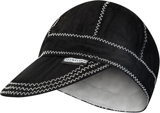 YESWELDER Welding Cap, Black 7-1/8", Heat-Resistant Reversible Protective Welders Cap