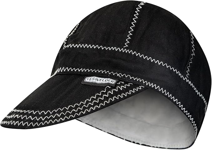 YESWELDER Welding Cap, Black 7-7/8", Heat-Resistant Reversible Protective Welders Cap
