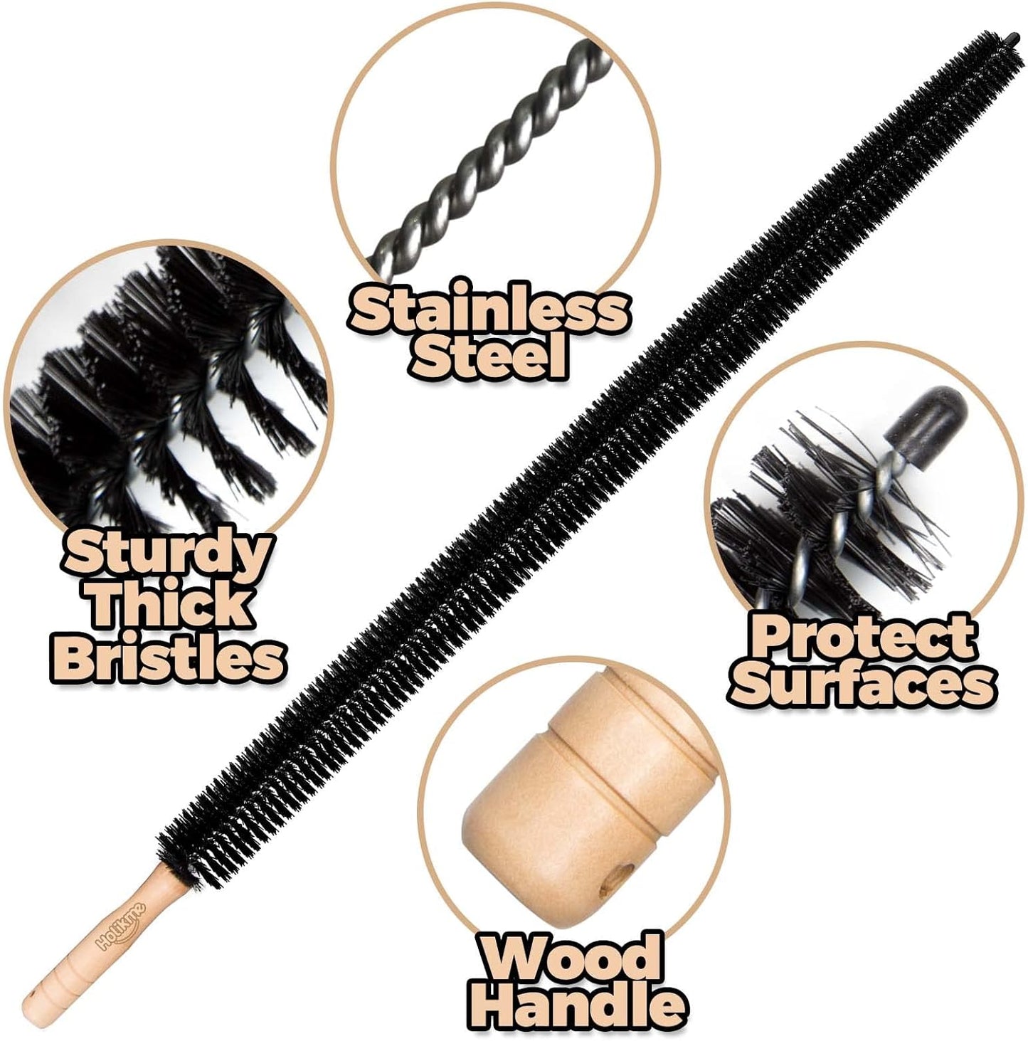 Holikme Dryer Vent Cleaner Kit 2 Pack - Household Cleaning Supplies,Long Flexible Refrigerator Coil Brush Radiator Brush,Dryer Lint Brush Vent Cleaner, Lint Remover, Removing Dust and Pet Hair