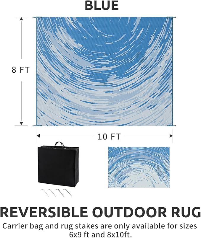 COCOER Modern Outdoor Rug 8x10 Reversible-Waterproof Outdoor Patio Rug-Quick Dry Outdoor Area Rugs Indoor Outdoor Rugs-Outside Rug Patio Decor for Porch Deck Balcony Backyard