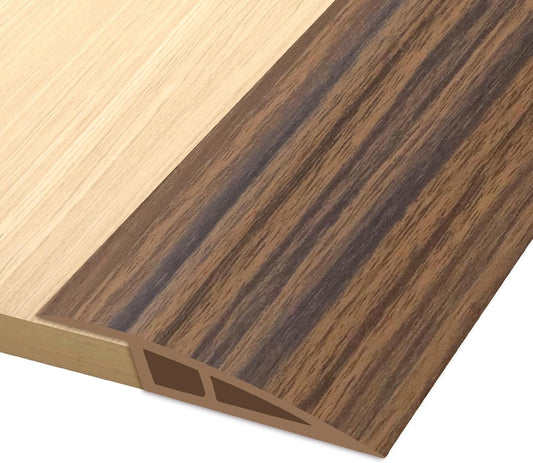 Vinyl Door Threshold Flooring Transition Strip Self Adhesive Carpet Edging Strip for Laminate Doorway Edge Threshold from 2/5" to 3/5" (Smoked Brown Wood Grain, 3.3 Ft)