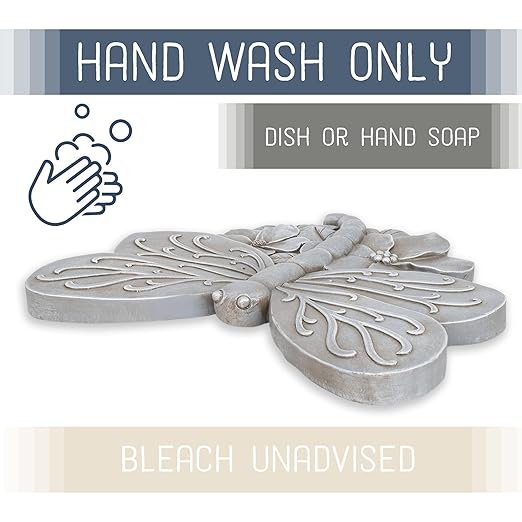 NAT & Jules Animal Character Shaped Dimensional Indoor Outdoor 11 inch Cast Resin Decorative Garden Stepping Stone, Patio, Walkway Sculpture Yard Art, Stone Grey Dragonfly