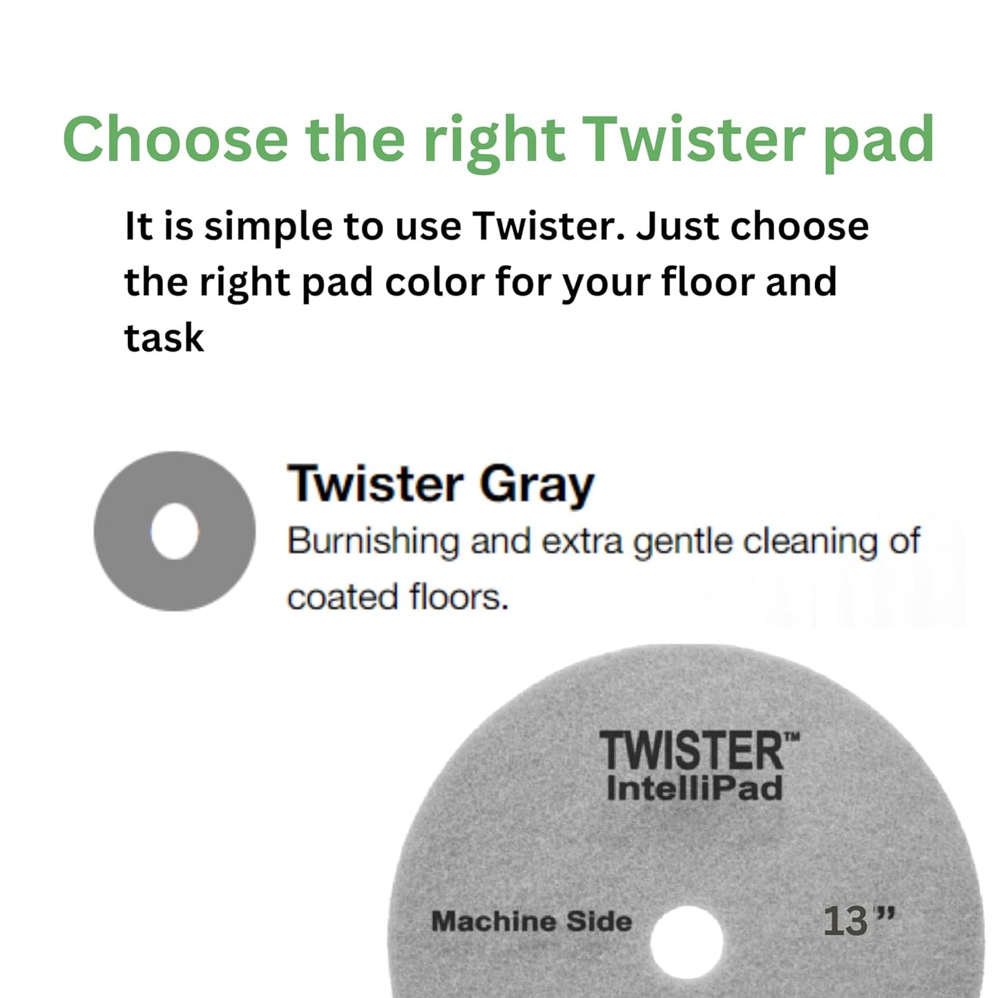 Diversey DD1229105 TASKI Twister Intellipad Diamond Coated Floor Machine Cleaning Pad, Made in USA, Burnish to High Super Gloss Finish, Grey/Brown, 13-inch (Pack of 2)