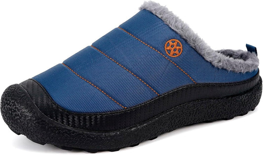 Womens Mens House Slippers Slip on Snow Winter Warm Fully Fur Lined Slippers Indoor Outdoor Shoes