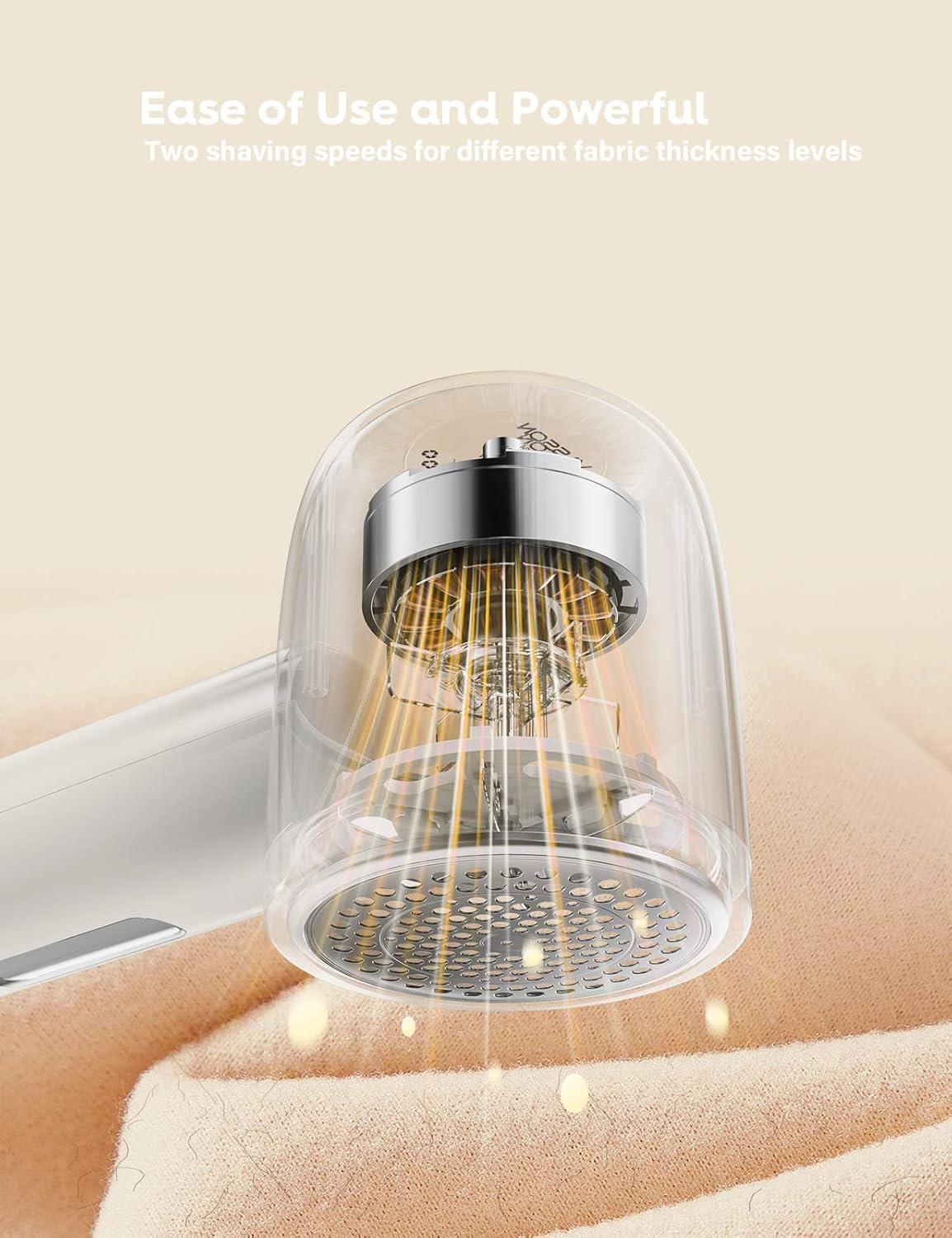 VASSON Fabric Shaver, Electric Lint Remover Rechargeable, Lint Shaver, Sweater Shavers to Remove Pilling, Sweater Defuzzer, Depillers for Clothes, Furniture (Ivory White)