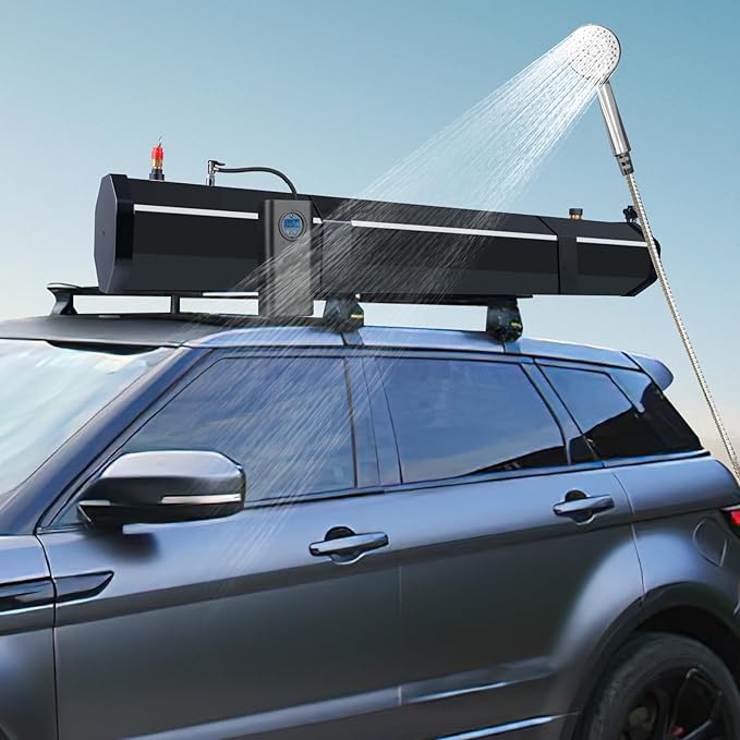 Pressurized Water Tank,Roof Rack Shower Solar Car Shower, 7.9 Gal/30L Roof Rack Water Tank Off-Road Vehicles,Pick-Up Trucks,SUV,Mounts to Roof Racks