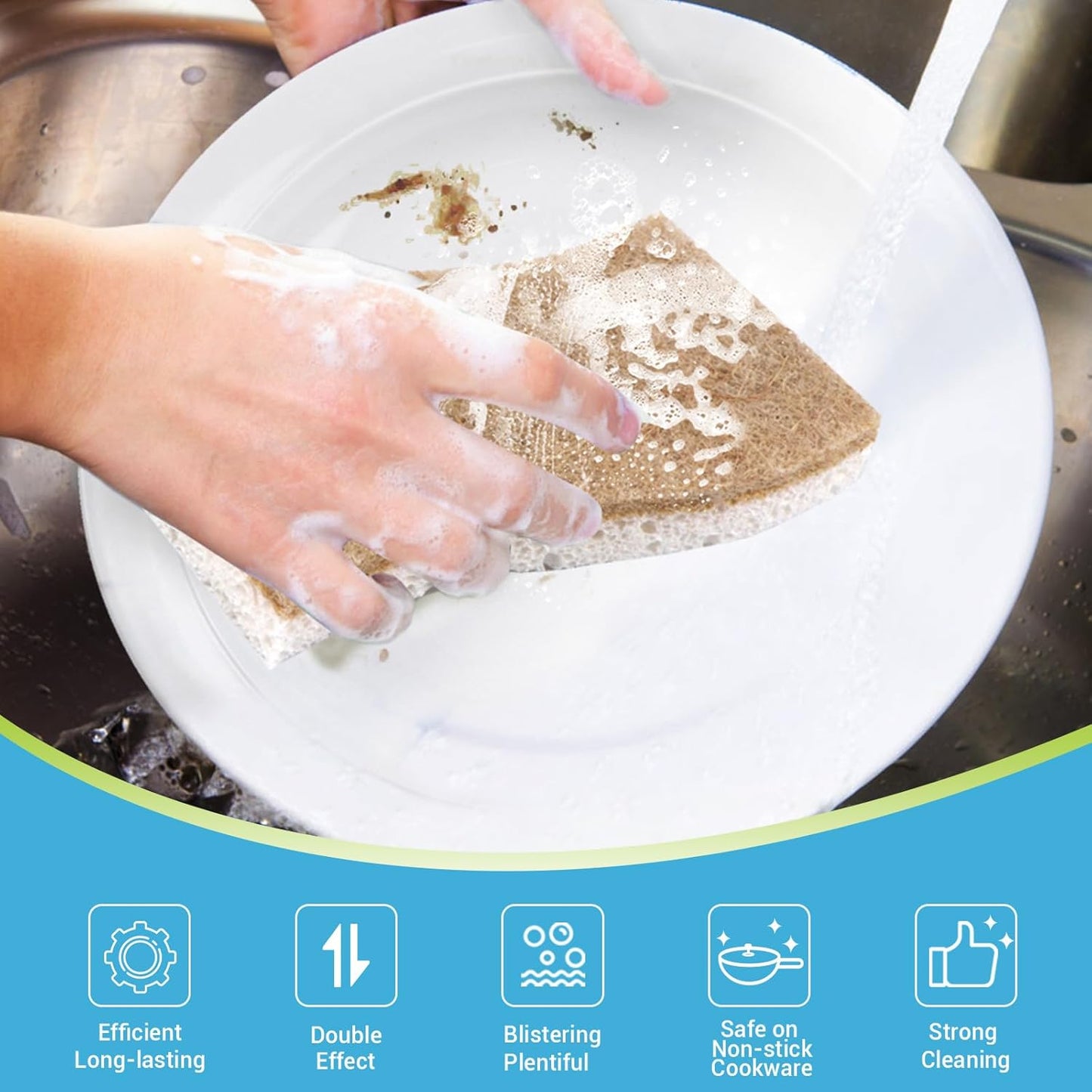 AIDEA XL Sponges Kitchen, 12Count, Non-Scratch Scrub Sponge, Large Natural Sponge for Non Stick Cookware, Cellulose Cleaning Sponge for Dishes, Kitchen, Bathroom, Household