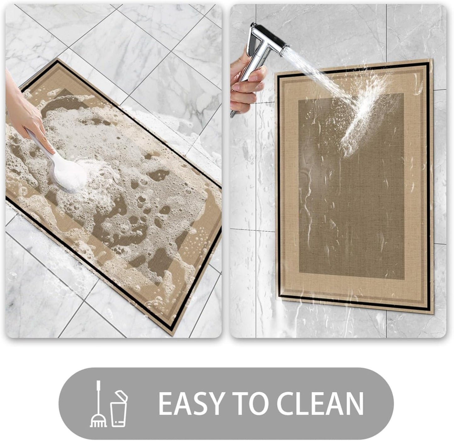 Ultra Thin Door Mat Indoor Entrance, 1/10 in Thin Door Mats for Inside Entry, Non-Slip Rubber Backing Washable Doormat, Fade Resistant, Absorbent, Low Profile Dirt Trapper, 30"X17",Brown