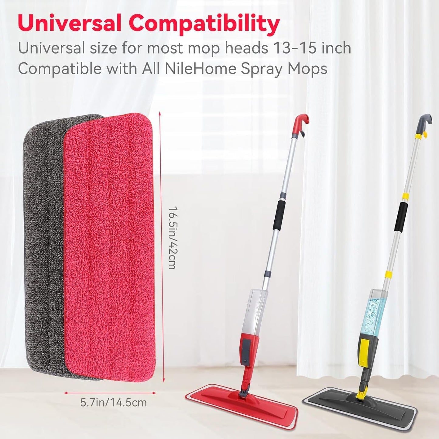 16.5 inch Microfiber Mop Pads for Rubbermaid Reveal Spray Mop and Any 16.5" Flat Mop - 10 Pack 13''-15'' Spray Mop Pad Reusable Washable Replacement Refills - Colorful