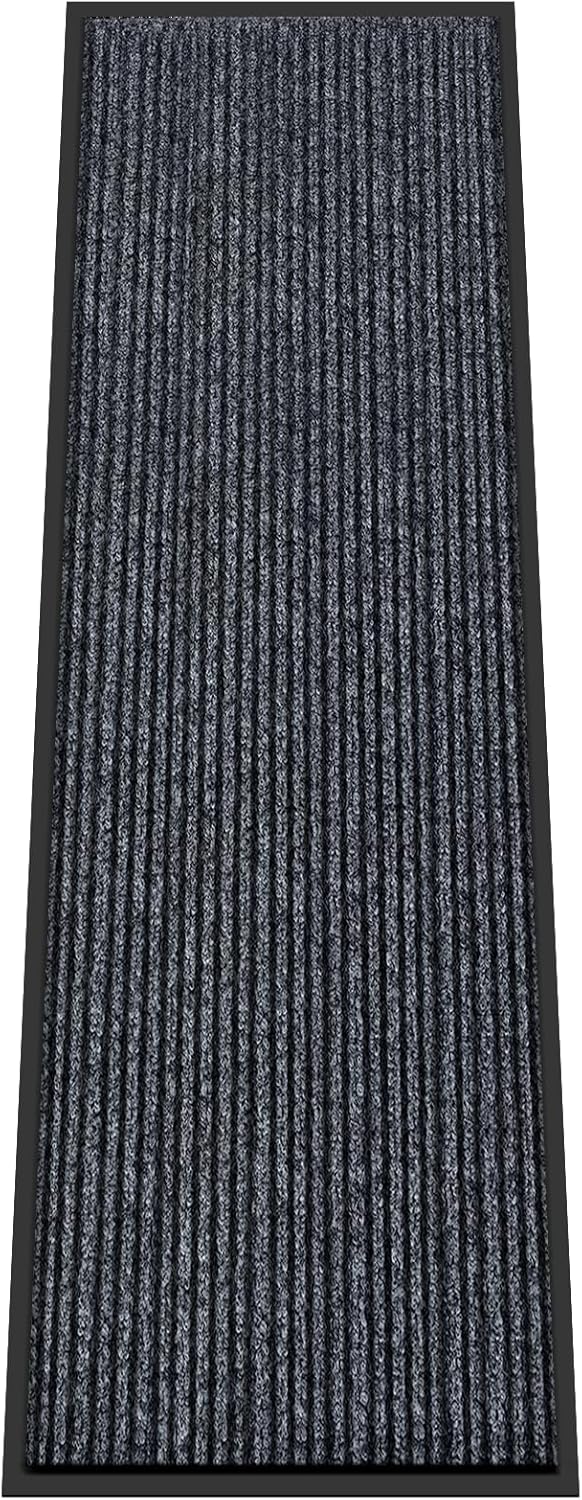 Kuyal Front Door Mat, 3'x10' Indoor Outdoor Entrance, Commercial Floor Inside Outside Entrance, Heavy Duty Durable Welcome Mat, Rubber Backing Non Slip Outdoor Mats for Entryway,Dark Gray
