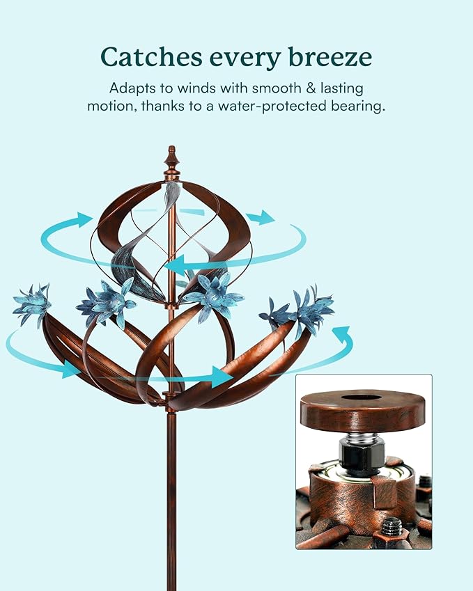 Yard Garden Wind Spinners Outdoor- Extra Large Kinetic Metal Wind Sculptures & Spinners, Yard Garden Decoration for Outdoor (26" W x 86" H)