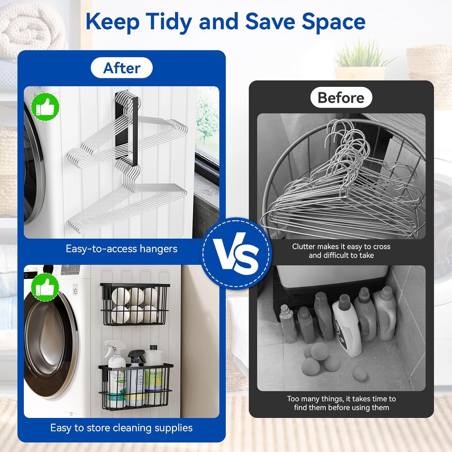 Magnetic Dryer Ball Holder and Magnetic Hanger Holder for Laundry Room Organization and Storage, Magnetic Lint Bin for Laundry Room, Iron Basket Dryer Ball Container for Laundry Room Storage (Black)