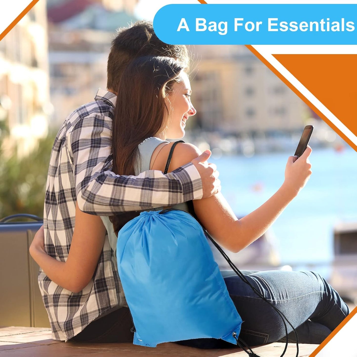 Shappy 100 Pieces Drawstring Bag Gym Portable String Sack Backpacks Polyester Blank Cinch Drawstring Bags for Sports Travel DIY Gift Storage Set, 10 Colors