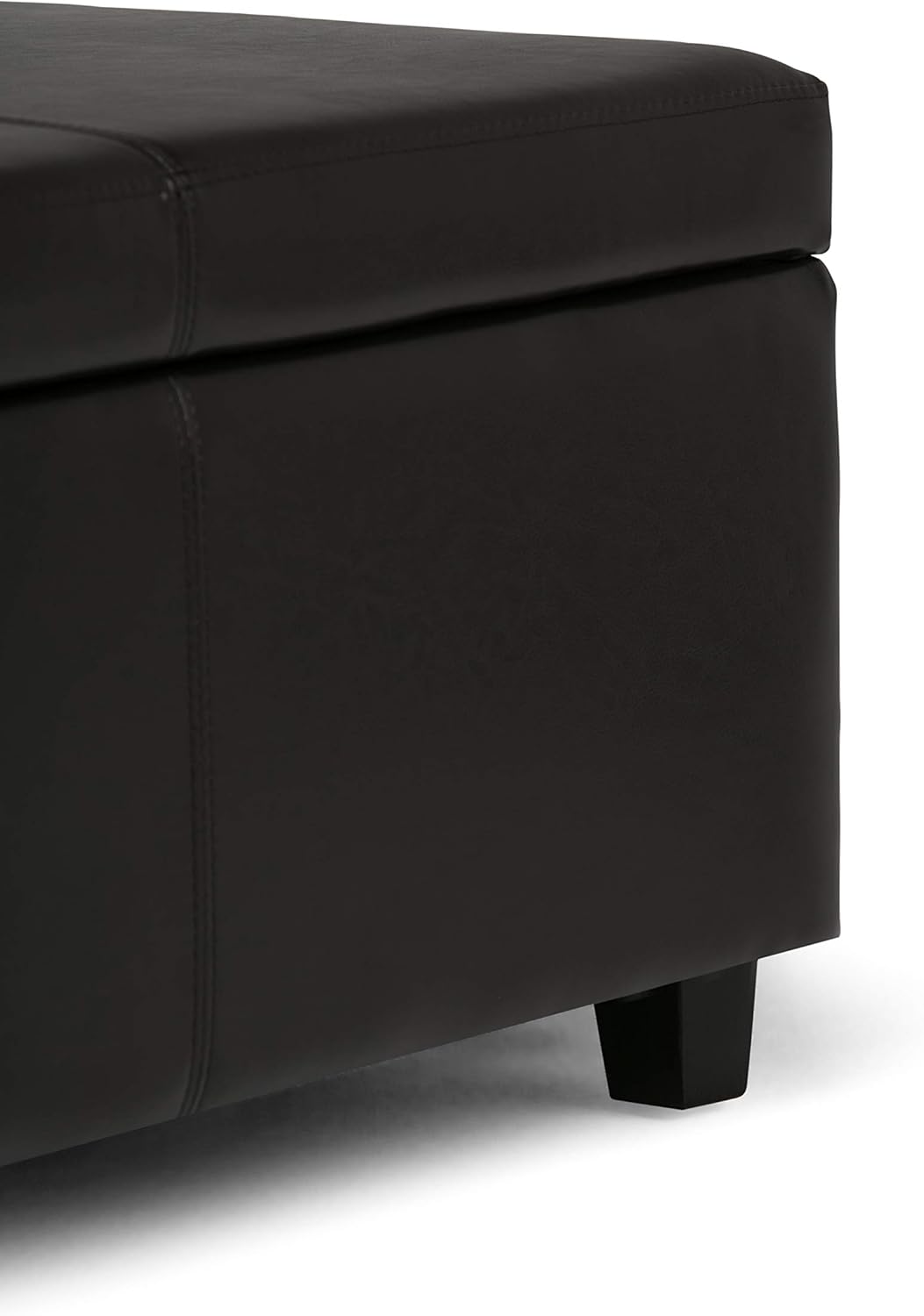 SIMPLIHOME Avalon 48 inch Wide Contemporary Rectangle Storage Ottoman Bench in Tanners Brown Vegan Faux Leather, Assembled, For the Living Room, Entryway and Family Room