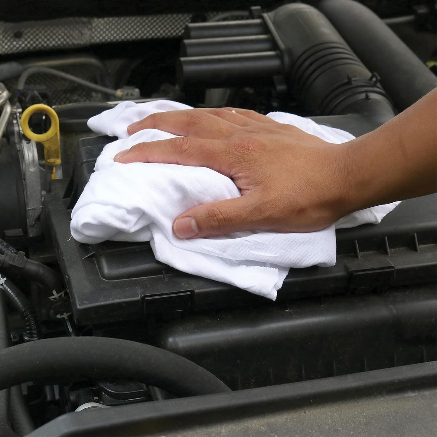 Premium White Knit (50 lbs. Box of Rags) Cotton T-Shirt Cloth Wiping Rags - Shop Cleaning Tshirt Cloths in a Box, Staining & Finishing Rag for Auto, Grease, Paint & Wood