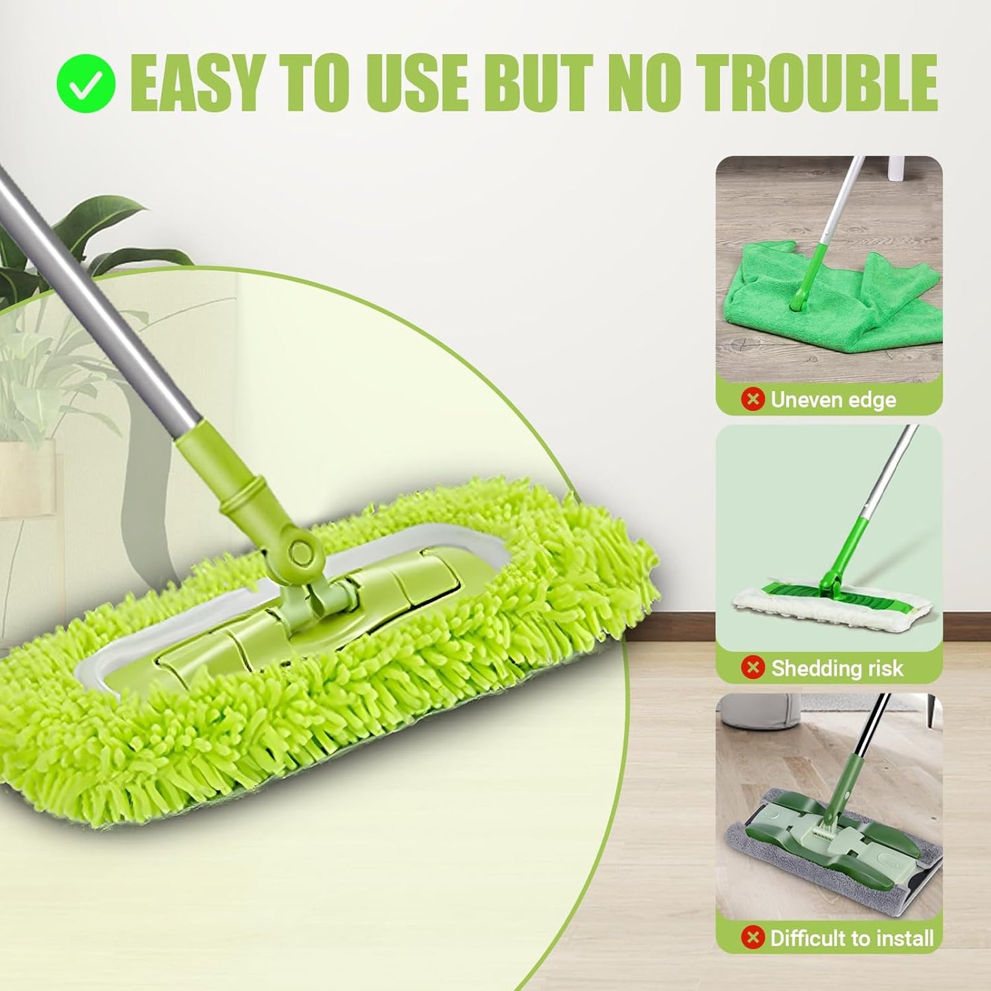 Reusable Mop Pads Refill Compatible with Swiffer Sweeper Mop, Microfiber Wet Mopping Cloths for Floor Cleaning , Ideal for Home Cleaning Washable Floor (4)