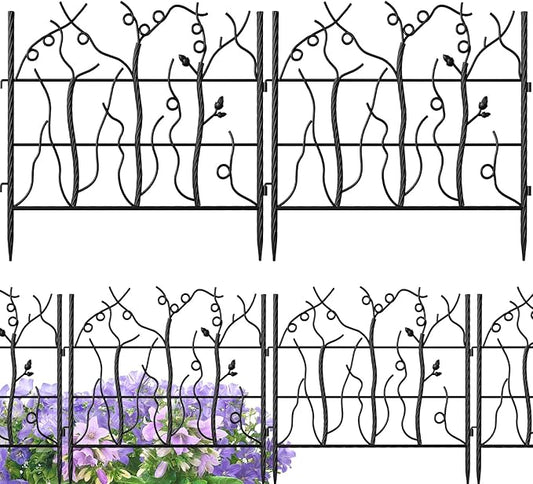 AMAGABELI GARDEN & HOME 5 Panel 26in(H)×11.5ft(L) Decorative Garden Fences and Borders for Dogs No Dig Rustproof Metal Fence Panels Garden Edging Animal Barrier Fencing for Flower Bed Yard Patio