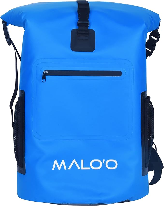 Malo'o Backpack Cooler Bag Holds 24 cans or 18 Bottles and ice - Roll-Top Soft Cooler for Kayaking, Camping, Beach, Fishing, Hiking Daypack & Travel Gear - Closed-Cell Insulation Cooler Backpack