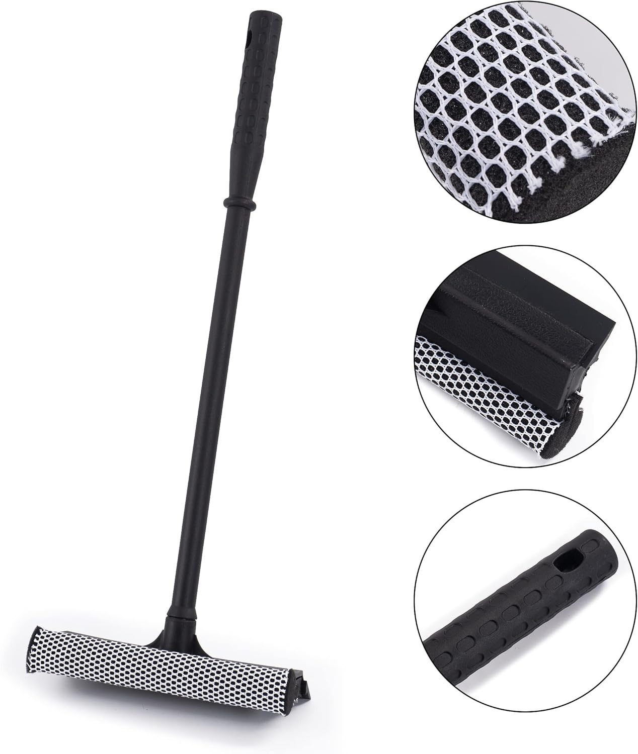 Matthew Cleaning All Purpose Window Squeegee Window Cleaner Tool,Car Squeegee Windshield Cleaning Sponge and Rubber Squeegee,2-in-1 Window Cleaner Sponge(8'') and Soft Rubber with Pole 20’’(12Pack)