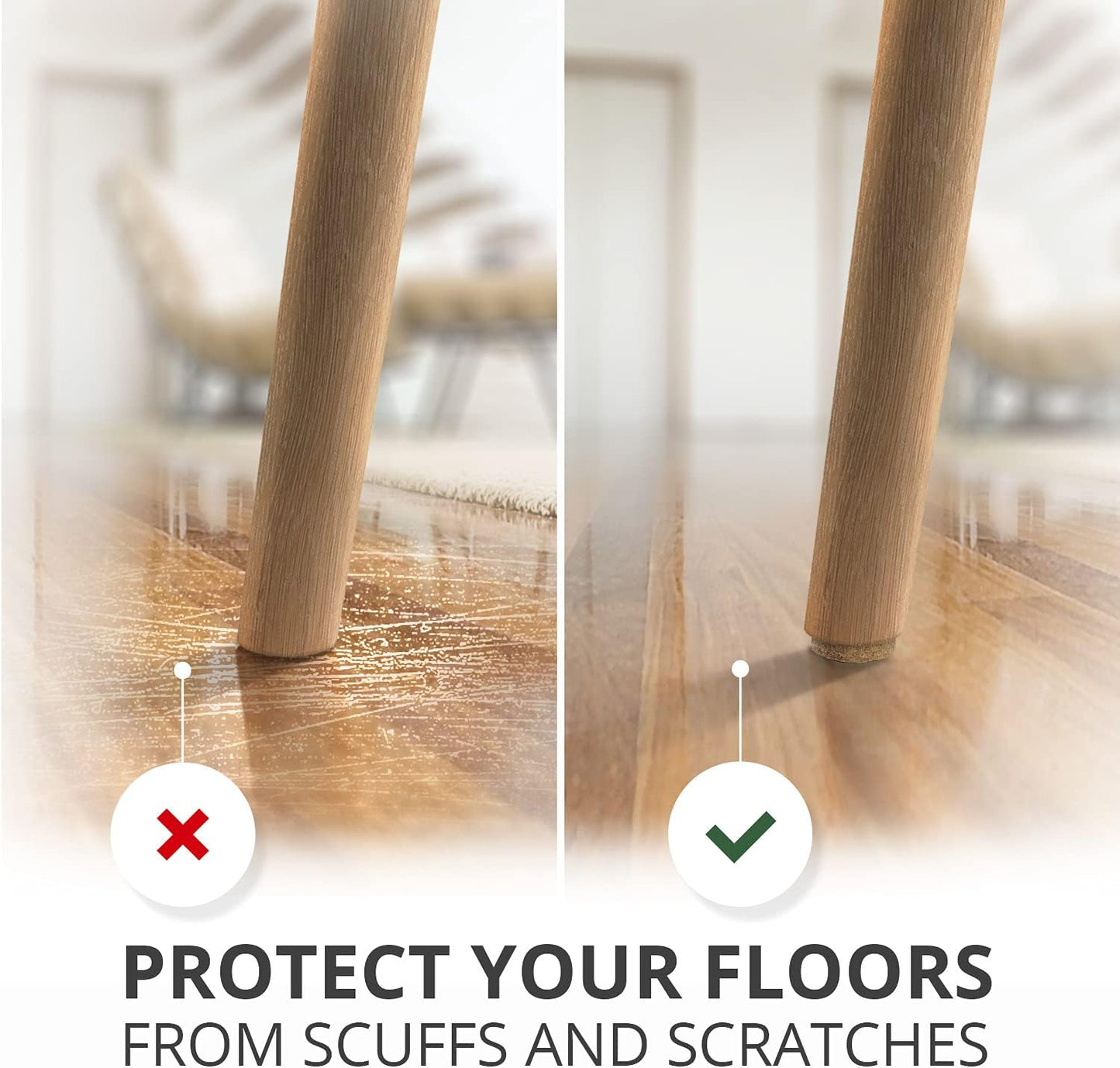 Best Felt Furniture Pads X-PROTECTOR - 48 Premium Chair Felt Pads Floor Protector for Furniture Feet Wood Hardwood Floors - Protect Your Hard Floors! (Beige)