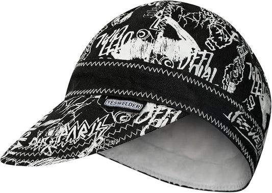 YESWELDER Welding Cap, Graffiti Style 7-3/4", Heat-Resistant Reversible Protective Welders Cap