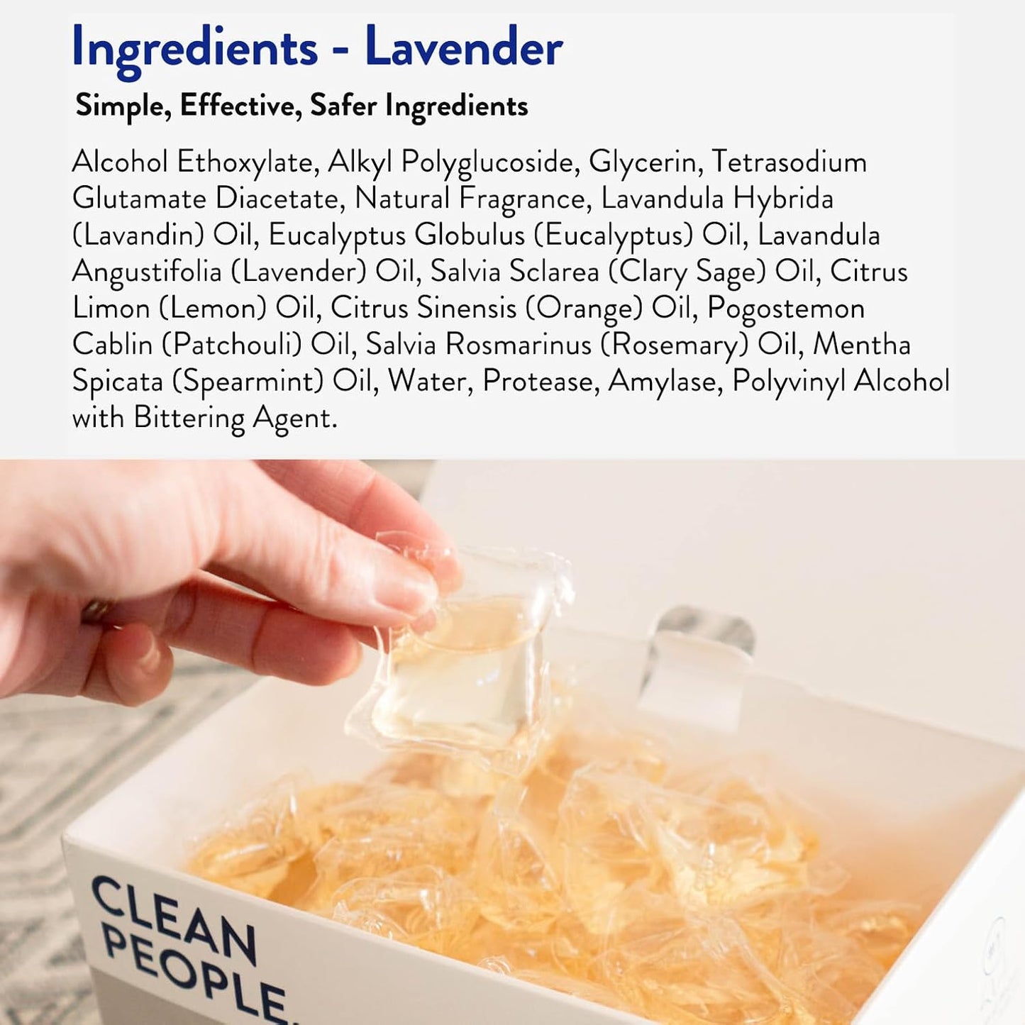 The Clean People Laundry Detergent Pods - Hypoallergenic Laundry Pods - Ultra Concentrated, Recyclable Packaging, Stain Fighting - Lavender, 96 Pack