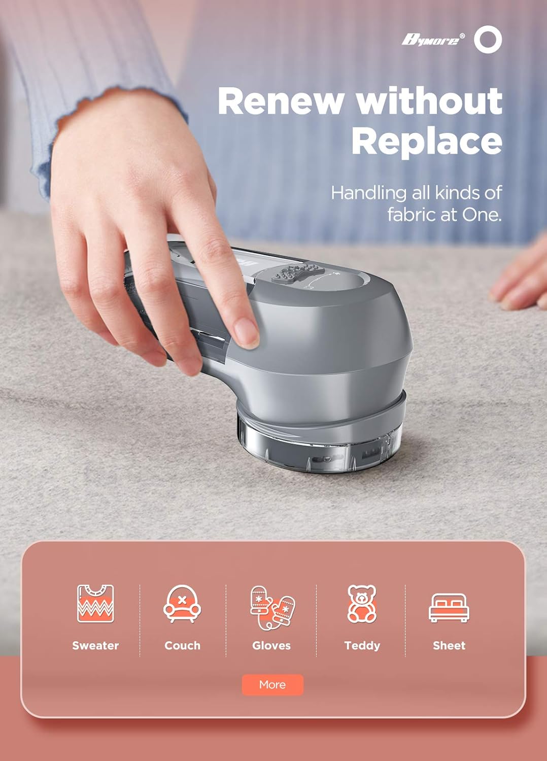 Bymore Fabric Shaver, Lint Remover, Lint Shaver Defuzzer Sweater Shaver for Clothes and Furniture AC Adapter or Battery Operated Pill Fuzz Remover