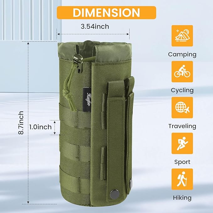 Molle Water Bottle Holder, Upgraded 1000D Nylon Tactical Molle Water Bottle Pouch, Sports Water Bottle Bag Bottom Mesh Lining Hydration Carrier for Camping, Climbing, Hiking and Travelling