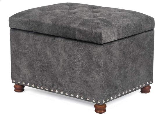 Joveco 24" Rectangular Ottoman with Storage for Living Room, Upholstered Storage Bench Foot Stool and Seat with Lift Off Lid, Coffee Table Footrest for Bedroom