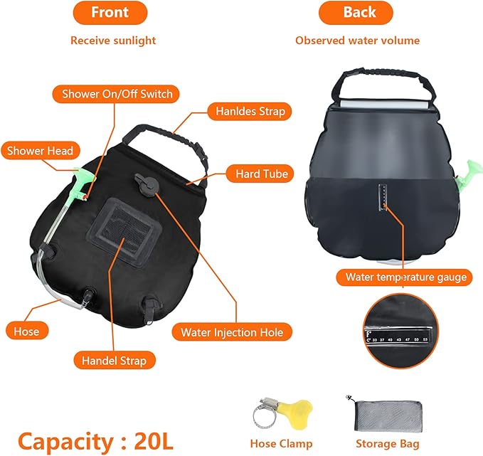 Camping Shower Tent,Pop Up Privacy Tent with Solar Shower Bag,Waterproof Pop Up Shower Tent for Portable Outdoor Toilet Shower Changing Room Sun Shelter Camping (Black/Camouflag/Green)