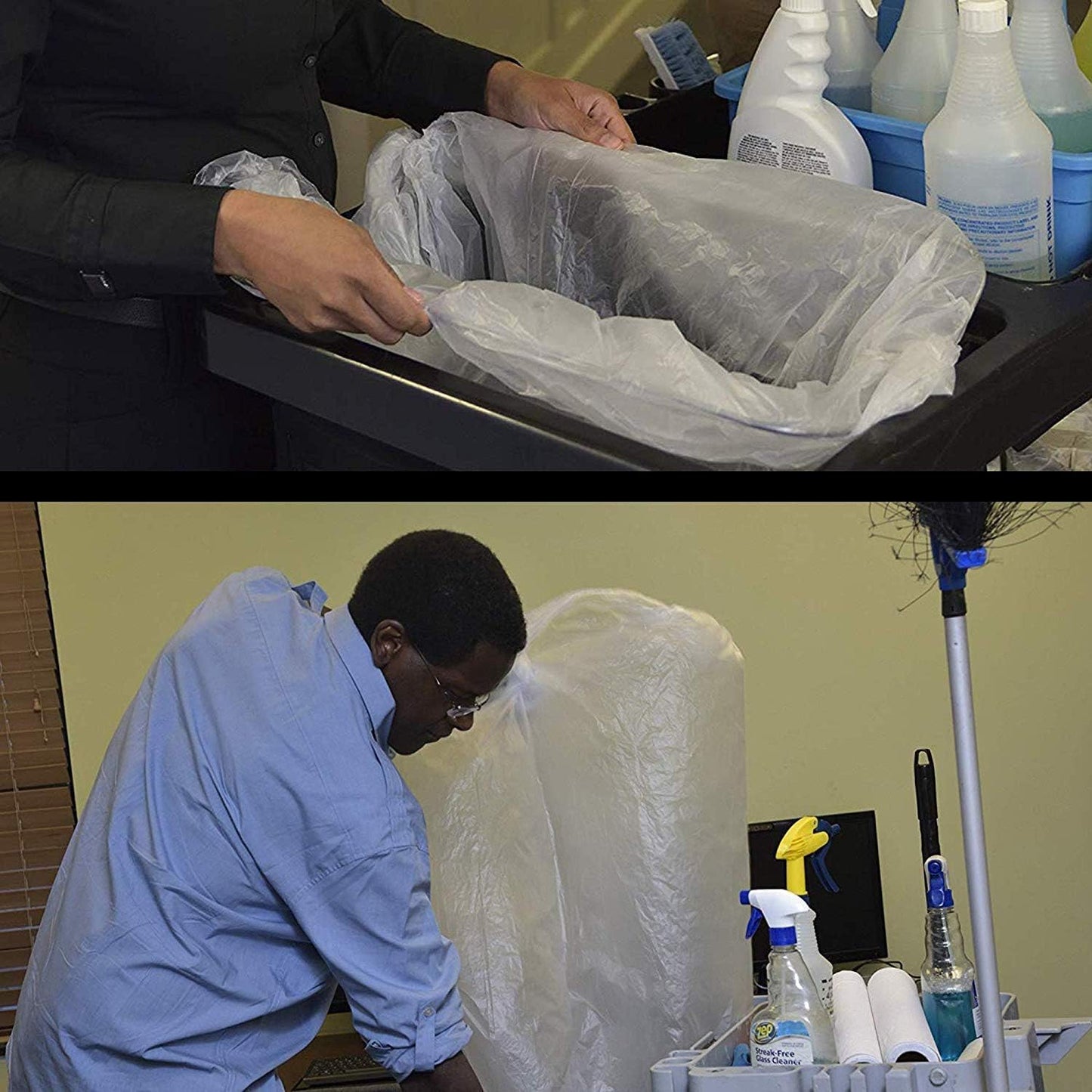 Aluf Plastics High Density Trash Bags, 26 Gallon, 250 Count, 16 Micron (eq), 29" x 44", Clear, for Bathroom, Office, Industrial, Commercial, Janitorial, Municipal, Recycling