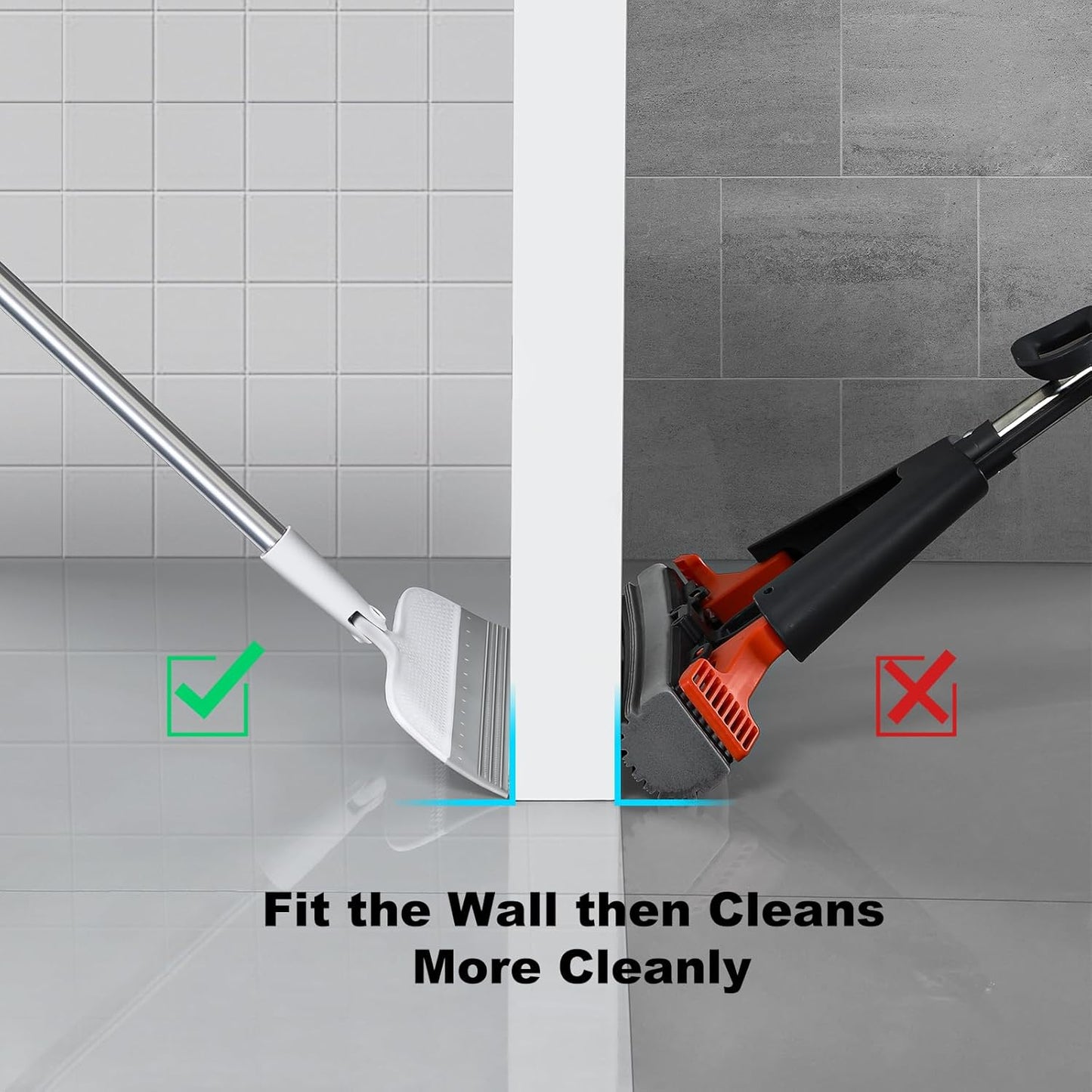 Rubber Squeegee Broom for Floors, 51.77" Long Handle Multi-Surface Magic Broom, Pet Hair Remover Scraper for Laminate Carpets, Windows, Mirrors, Rugs, Hardwood, Tile Cleaning