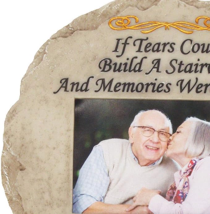 Spoontiques - Garden Décor - If Tears Could Build A Stairway with Picture Memorial Stepping Stone - Decorative Stone for Garden