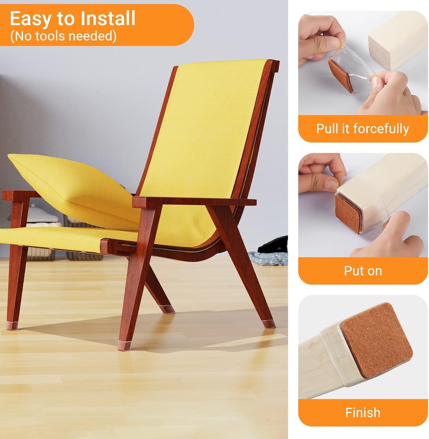 36 Pcs Square Chair Leg Floor Protectors, Felt Furniture Pads for Hardwood Floors, Chair Leg Protectors for Hardwood Floors, Floor Protectors for Chairs, No Scratches and Reduce Noise - Small Size