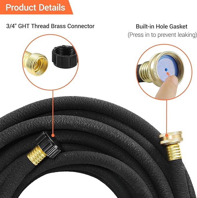MAMIZO Soaker Hose 100 ft 1/2", Solid Brass Connectors Rubber Longer Lasting, Heavy Duty Drip Hose to Save 70% Water, Soaker Hose for Garden, Lawn and Yard