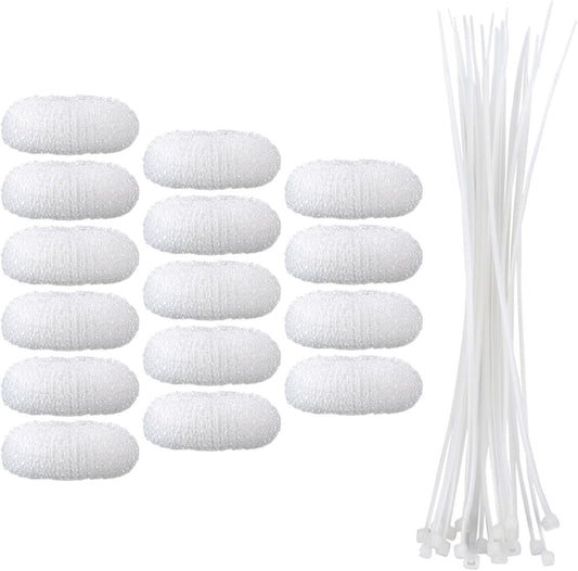 eBoot 15 Pieces Lint Traps Lint Snare Washing Machine Mesh Washer Laundry Hose Filter with 15 Pieces Cable Ties