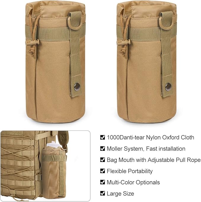 Gogoku 3 Pack Molle Pouch Combo Water Bottle Pouch Holder Tactical Molle Pouches Compact Utility Waist Bag Pack