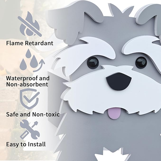 Schnauzer Gray Dog Planter, Pet Shape Garden Pots Plant Pots for Indoor/Outdoor Gardens Decoration, Cute, Surprise Gifts/Souvenirs for Pet Lovers