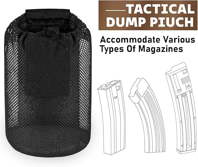 Dump Pouch Tactical Molle Mesh Pouches,Lightweight Range Compact Micro Drawstring Foraging Roll Up Foldable Recovery Ar Mag Tool Pack,EDC Drop Net Storage Belt Bag.…
