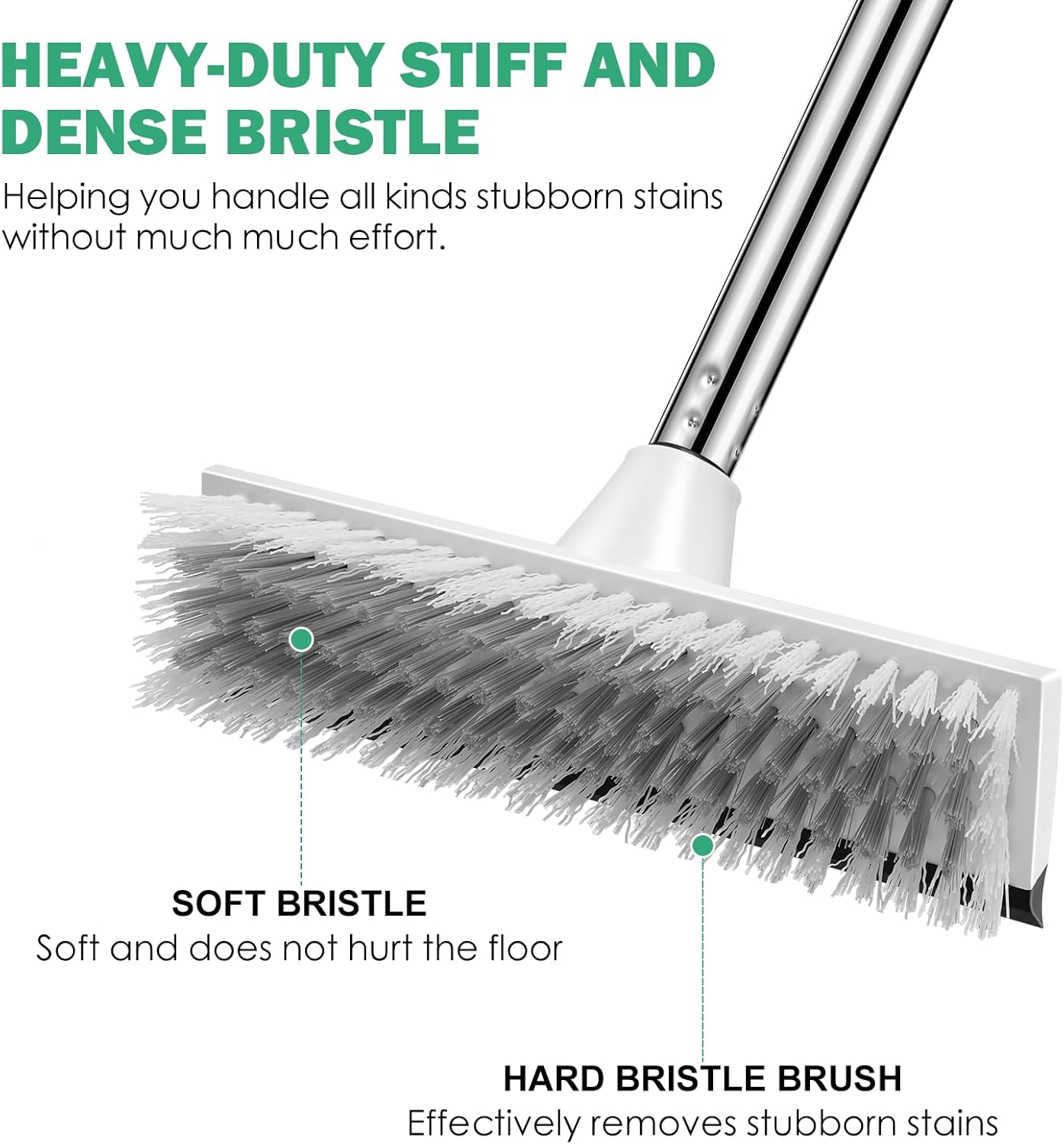 SetSail Floor Scrub Brush with 51-Inch Long Adjustable Handle 2 in 1 Scrape Brush Stiff Bristle Floor Scrubber for Cleaning Shower Bathroom Garage Kitchen Wall Deck Tub Tile, 2 Pack