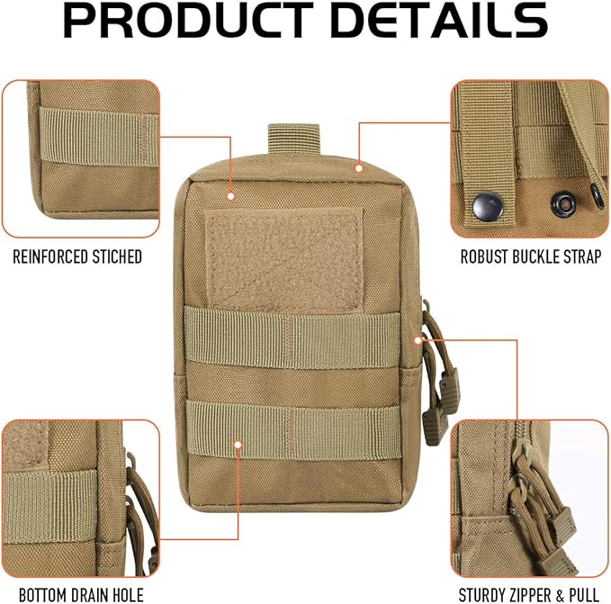 Gogoku 3 Pack Molle Pouch Combo Water Bottle Pouch Holder Tactical Molle Pouches Compact Utility Waist Bag Pack