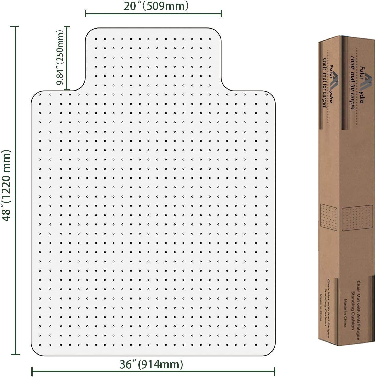 FuturHydro Office Chair Mat for Low Pile Carpet, 48" x 36" Clear Computer Desk Chair Mats for Carpeted Floors, Easy Glide Rolling Plastic Floor Mat (with Lip)