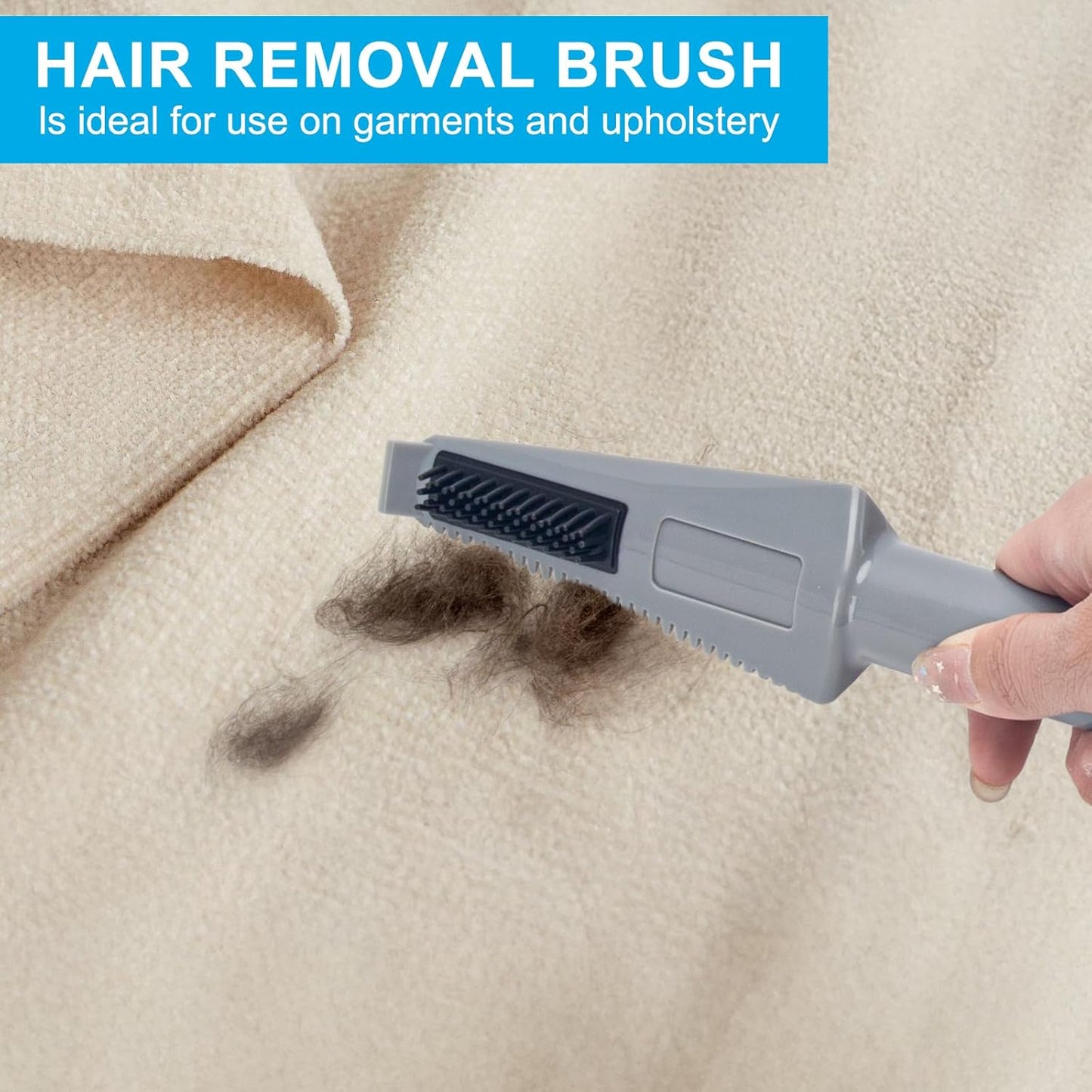 KeFanta Rubber Broom Carpet Rake for Pet Hair Removal, 51" Long Handle Fur Remover Broom with Squeegee, Pet Hair Broom for Carpet, Hardwood Floor, Tile