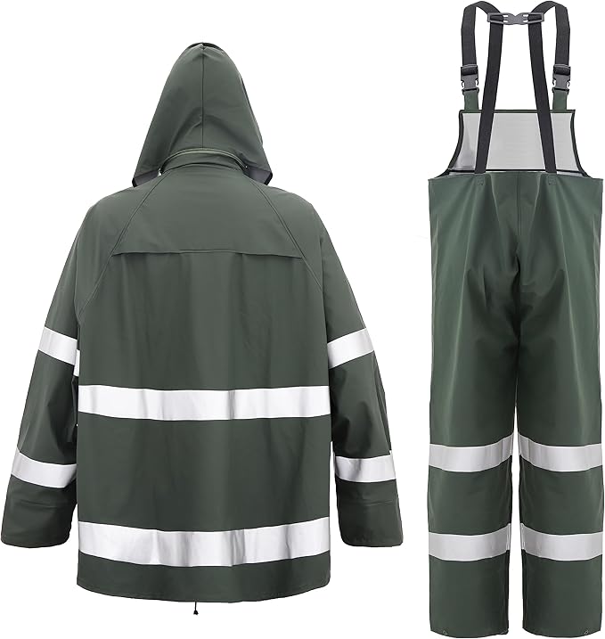 Rain Suit For Men & Women Waterproof Heavy Duty Rain Gear Reflective Jacket for Fishing Outdoor Work Raincoats