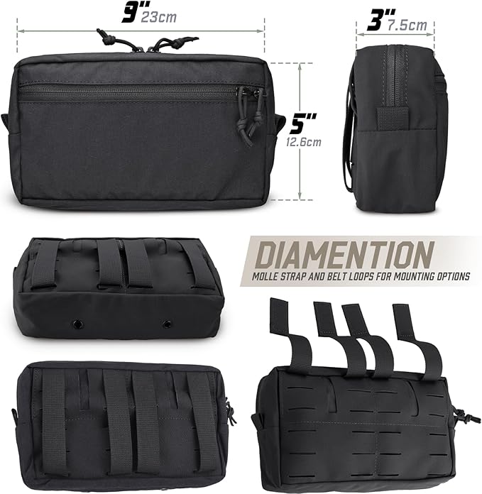WYNEX Tactical Molle GP Admin Pouch, Molle General Purpose Pouch EDC Molle Utility Tool Pouch Organizer Military Multi Purpose Bag Modular Pouches Cummerbund Belt Pouch with Hook and Loop Insert Panel